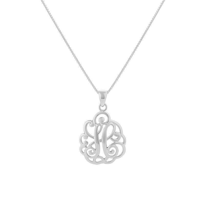 PRIMROSE Sterling Silver Monogram Initial Pendant Necklace, Women's, Size: 18", Silver Tone F Product Image