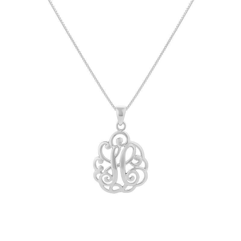 PRIMROSE Sterling Silver Monogram Initial Pendant Necklace, Women's, Size: 18", Silver Tone F Product Image