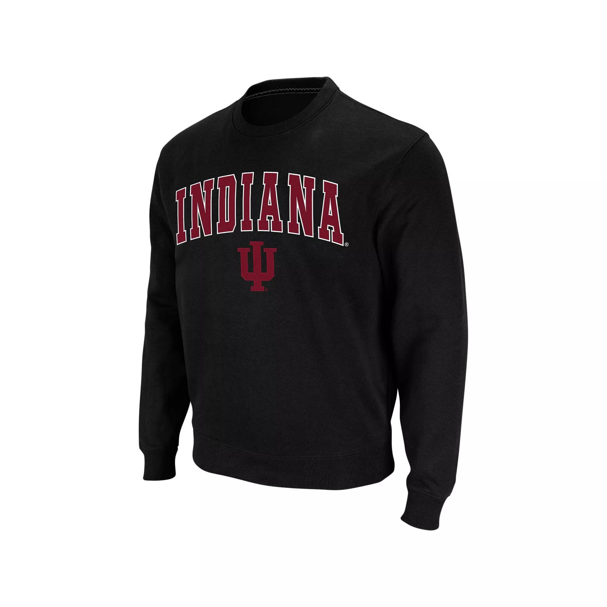 Men's Colosseum Black Indiana Hoosiers Arch & Logo Crew Neck Sweatshirt, Size: Small Product Image