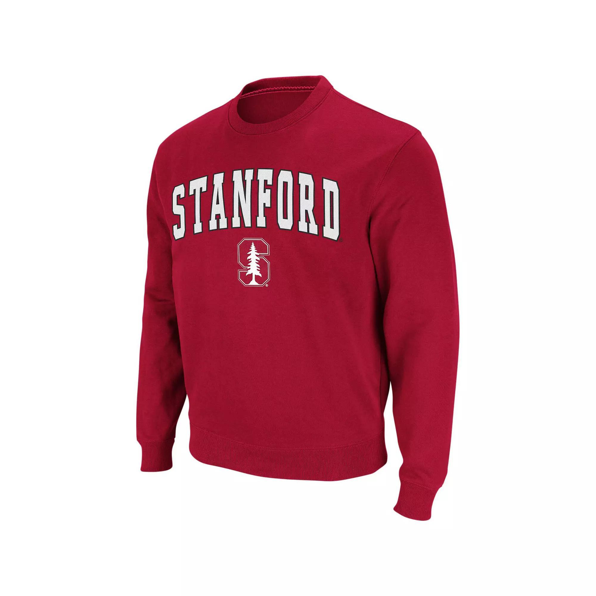 Men's Colosseum Cardinal Stanford Cardinal Arch & Logo Crew Neck Sweatshirt, Size: Large, Red Product Image