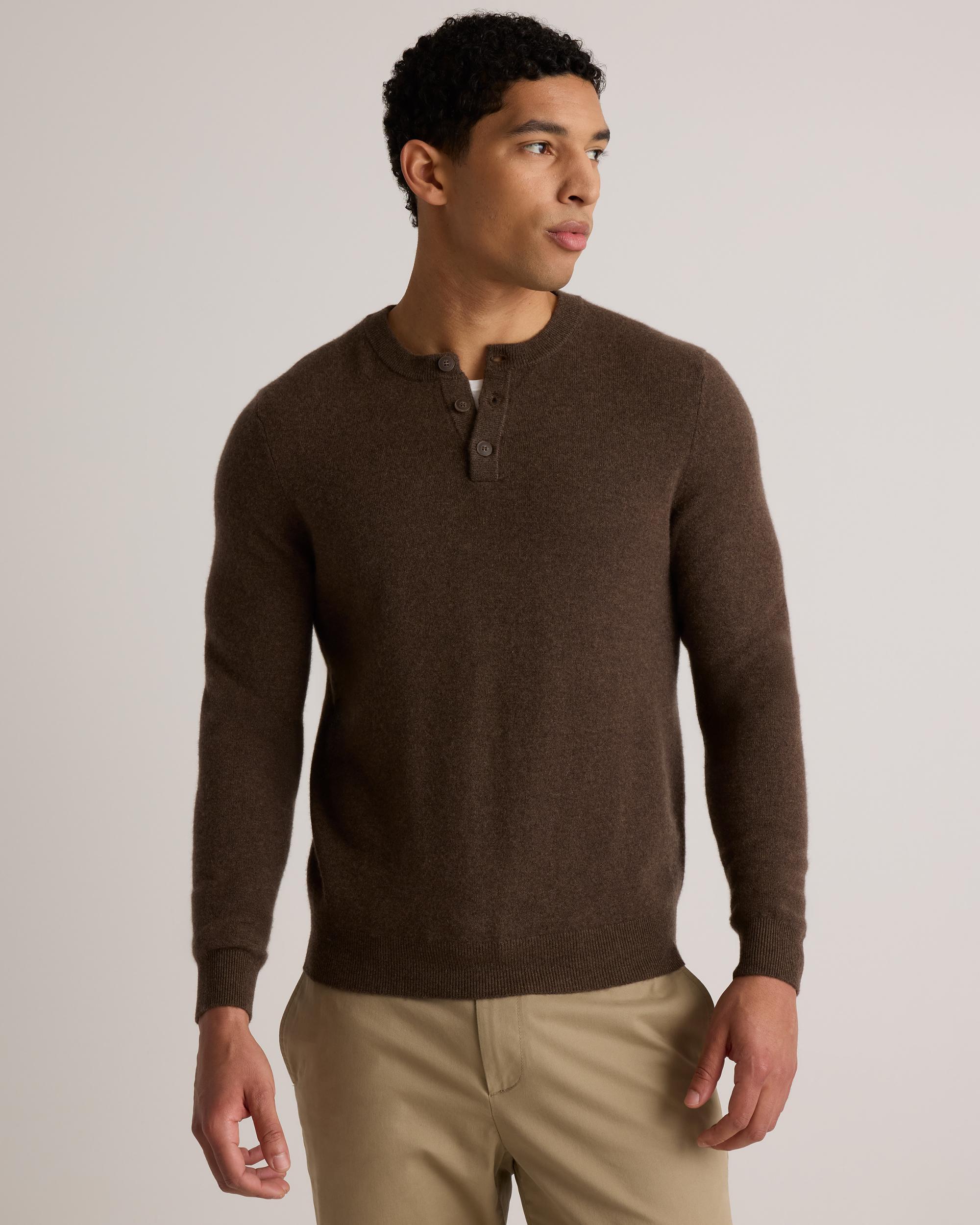 Quince | Men's Mongolian Cashmere Henley Sweater Size XL Product Image