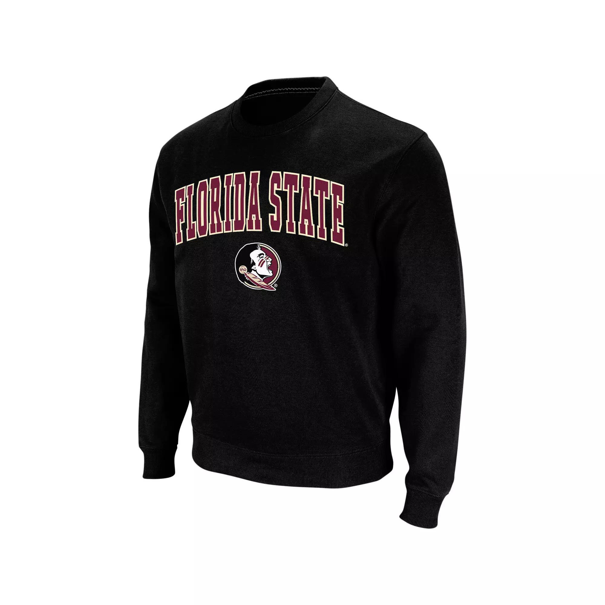 Men's Colosseum Black Iowa Hawkeyes Arch & Logo Crew Neck Sweatshirt, Size: Large Product Image