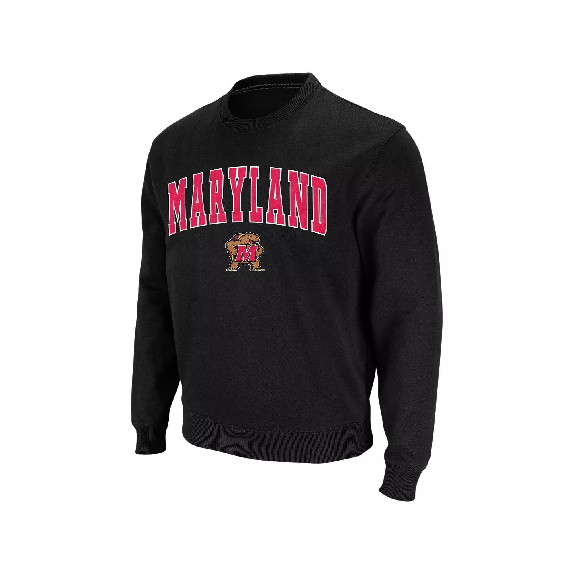 Men's Colosseum Charcoal Arkansas Razorbacks Arch & Logo Crew Neck Sweatshirt, Size: Large Product Image