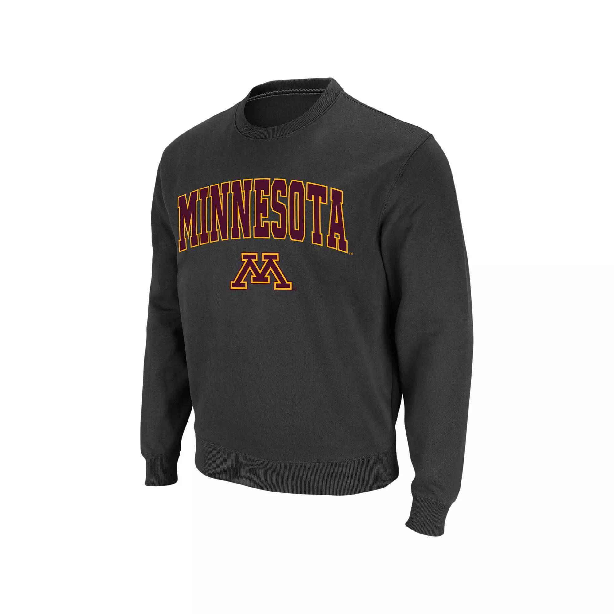 Men's Colosseum Charcoal Minnesota Golden Gophers Arch & Logo Crew Neck Sweatshirt, Size: Small Product Image