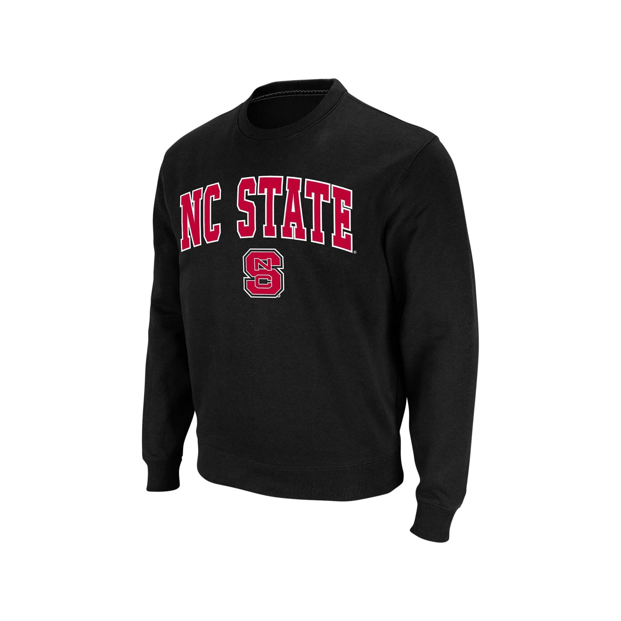 Men's Colosseum Black NC State Wolfpack Arch & Logo Crew Neck Sweatshirt, Size: Medium, Nst Black Product Image