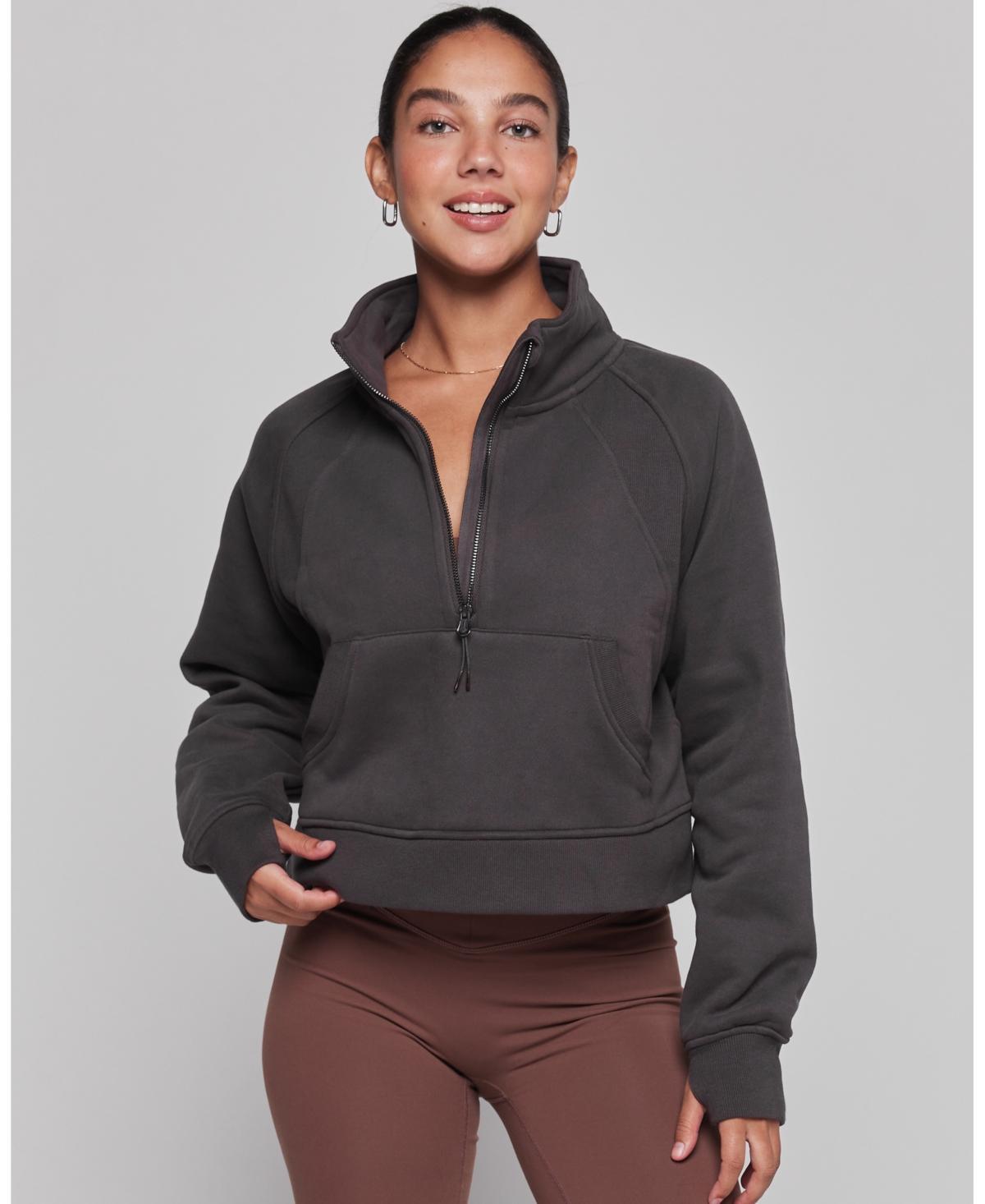 Effortless Fleece Crop Half Zip Pullover For Women Product Image