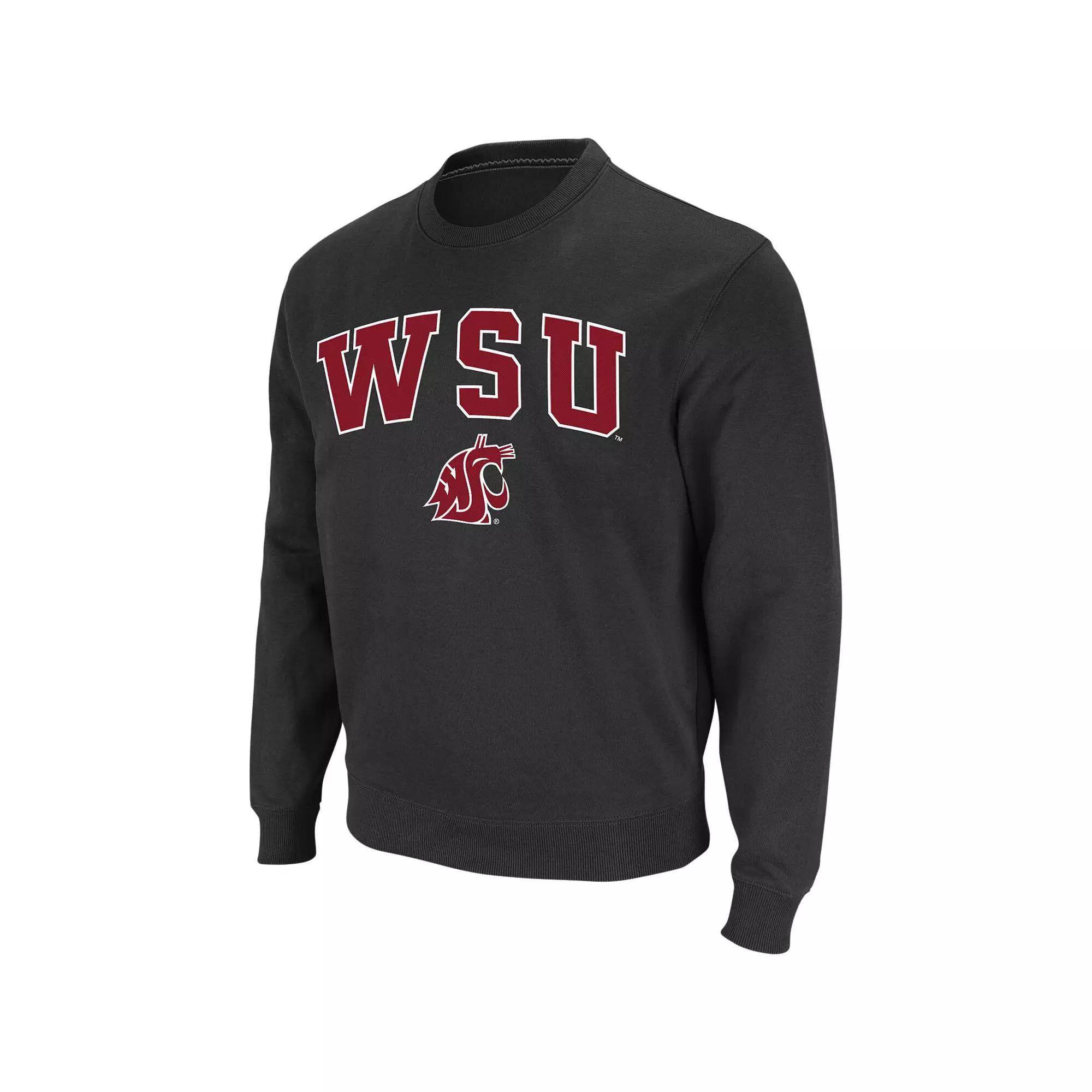 Men's Colosseum Charcoal NC State Wolfpack Arch & Logo Crew Neck Sweatshirt, Size: 2XL, Nst Charco Product Image