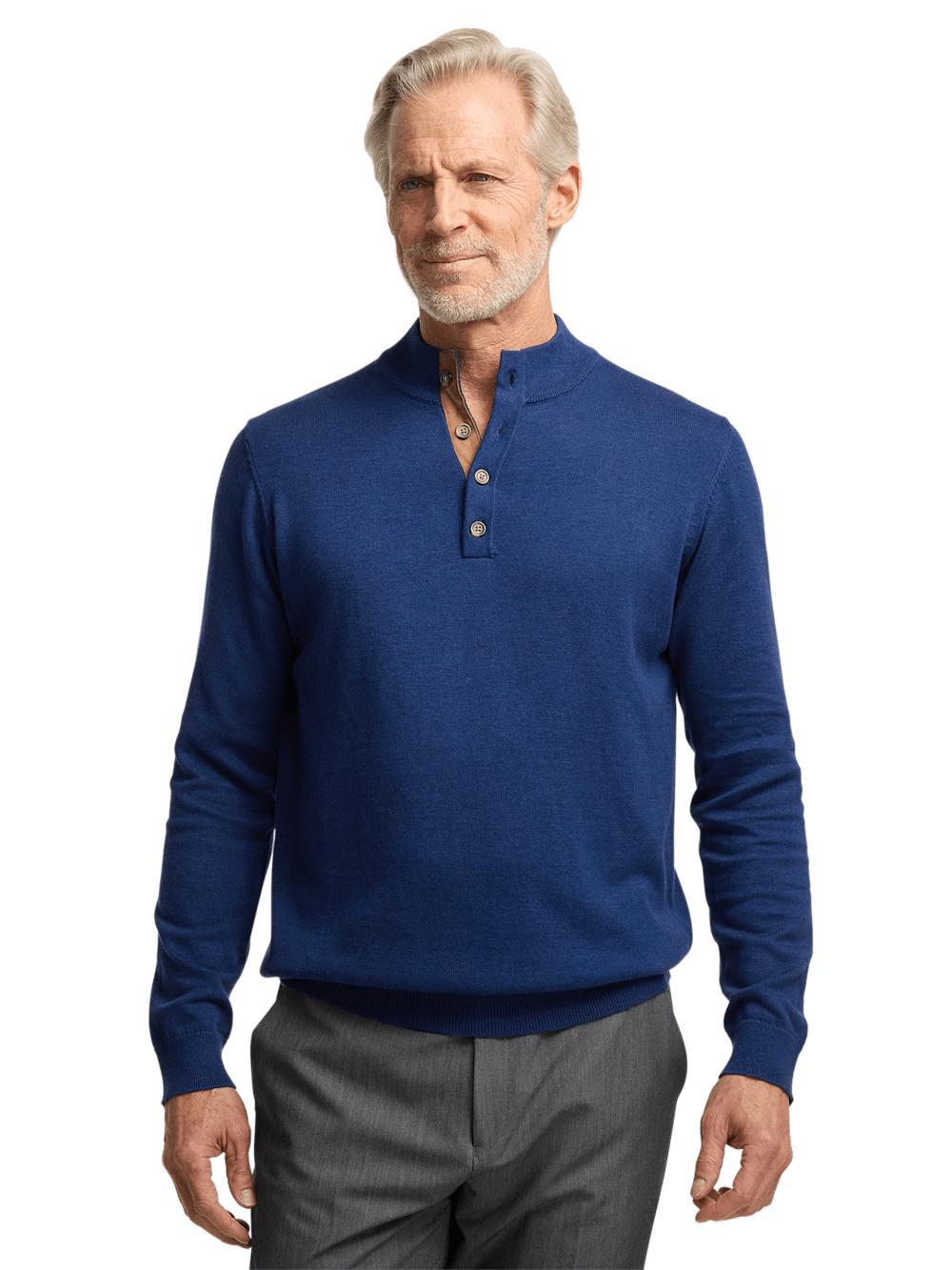 Supima Cotton Four Button Mock Neck Sweater - Plum Product Image