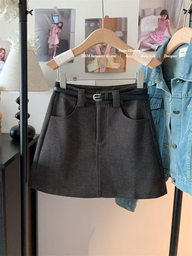 High Waist Plain Mini Pencil Skirt Product Image