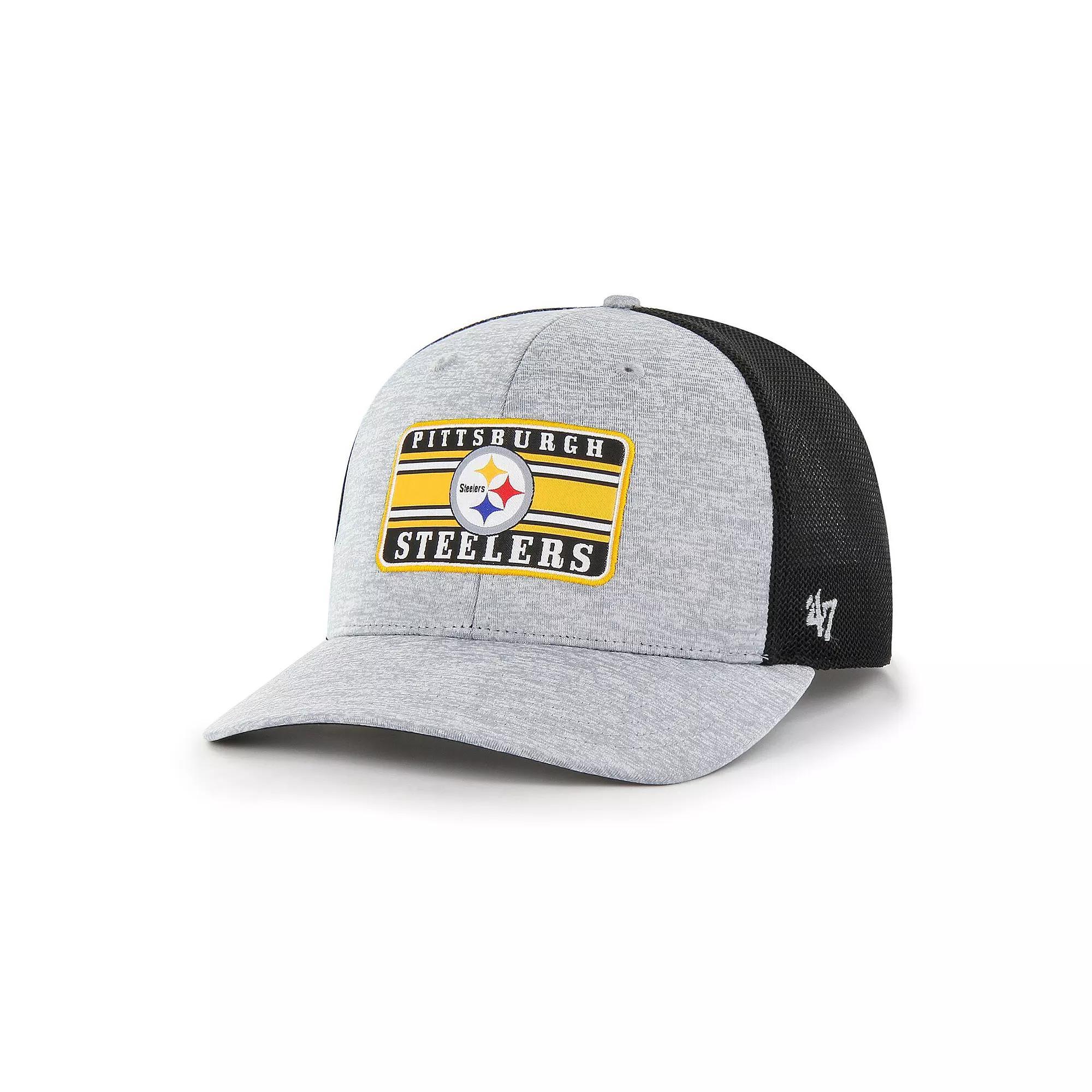 Men's '47 Heathered Gray/Black Pittsburgh Steelers Motivator Flex Hat, Size: Small/Medium, Grey Product Image
