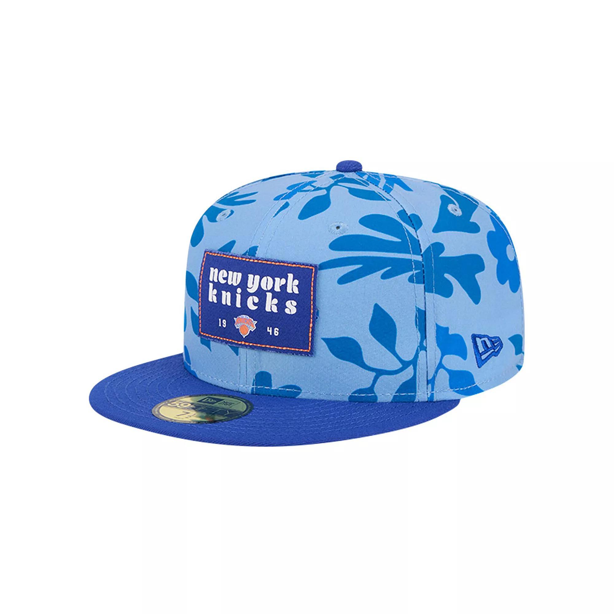 Men's New Era Blue New York Knicks Palm Fronds 2-Tone 59FIFTY Fitted Hat, Size: 7 3/4 Product Image