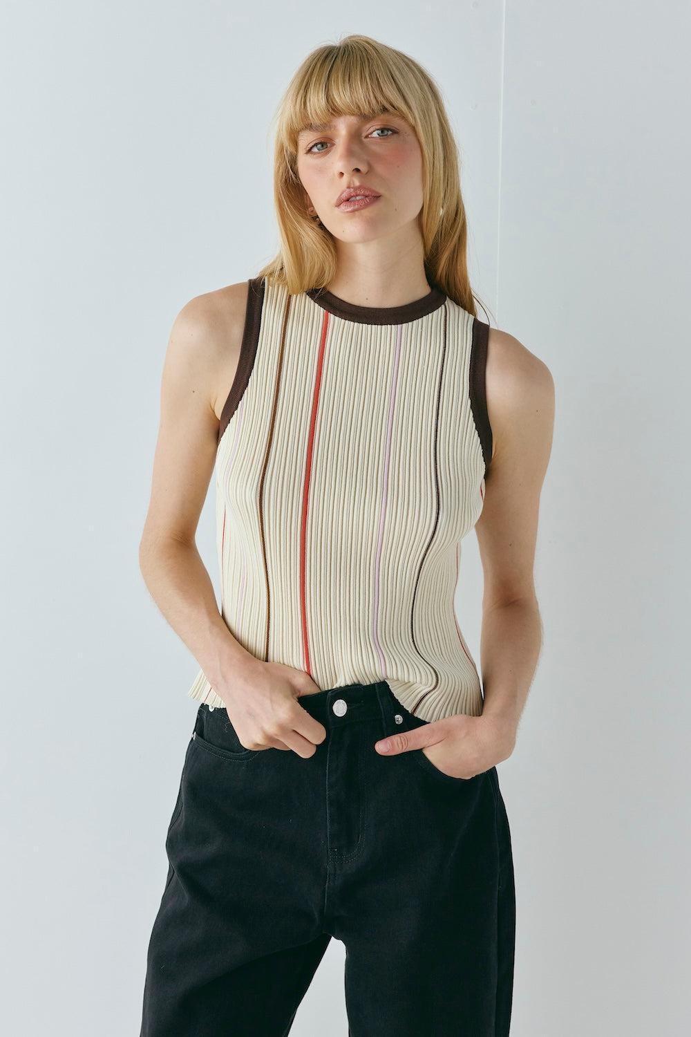 Frances Knit Top Stripe Product Image
