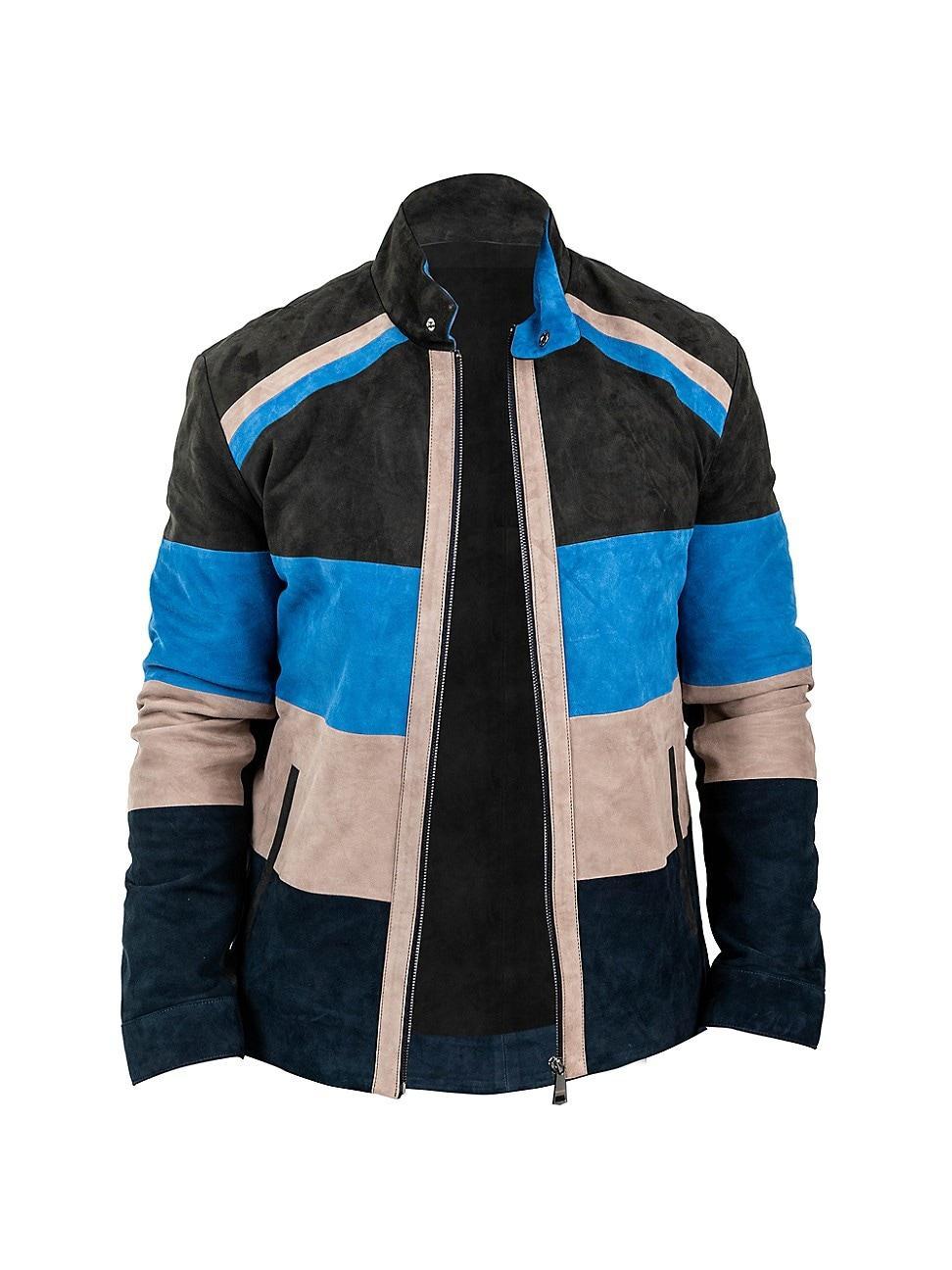 Mens Multicolor Paneled Suede Jacket Product Image