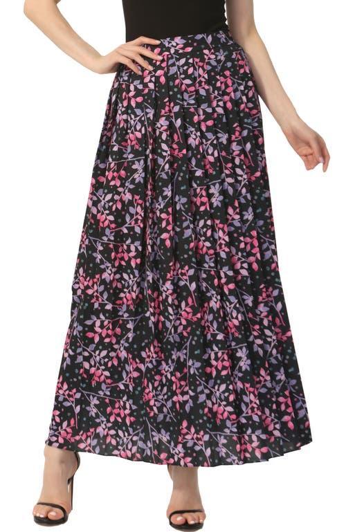 Kimi & Kai Women's Print Box Pleat Maxi Skirt in Purple Pink at Nordstrom, Size X-Large Product Image