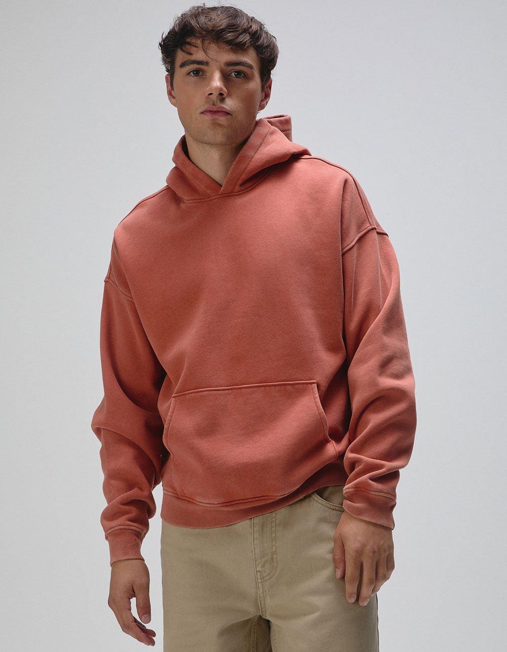 RSQ Mens Washed Oversized Hoodie - RUST Product Image