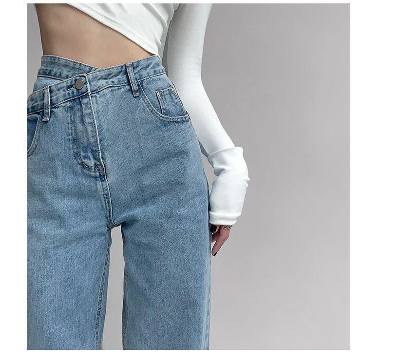 High Rise Asymmetrical Loose Fit Jeans (Various Designs) Product Image