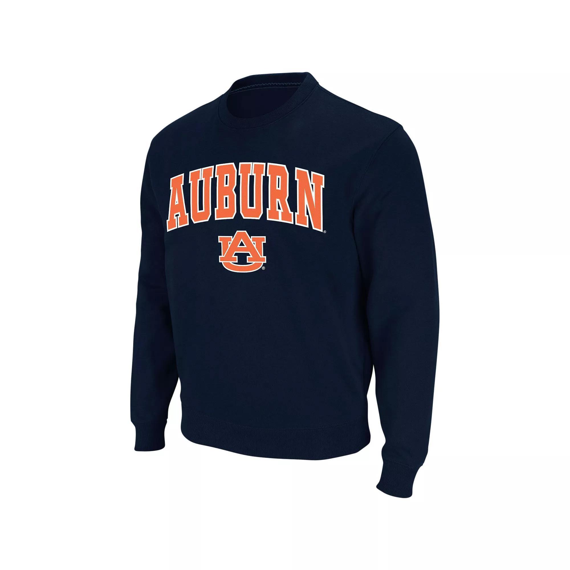 Men's Colosseum Navy Auburn Tigers Arch & Logo Crew Neck Sweatshirt, Size: Large, Blue Product Image