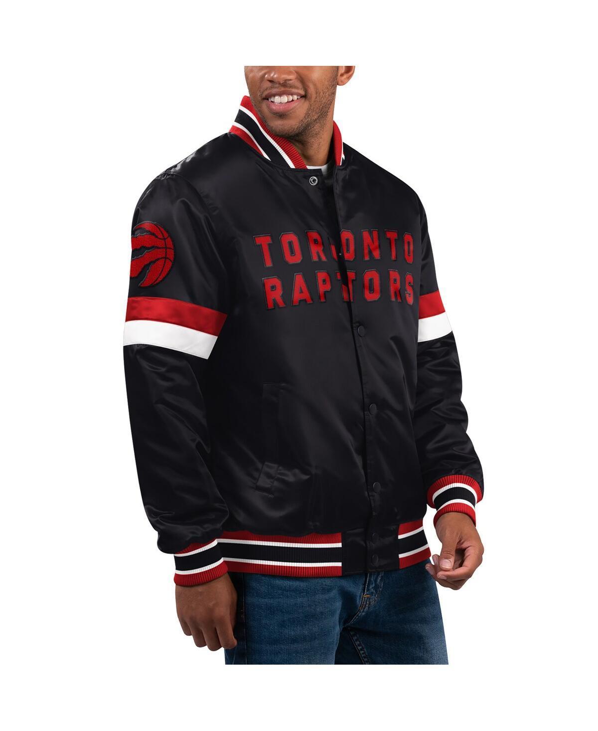 Men's Starter Black Toronto Raptors Home Game Satin Full-Snap Varsity Jacket, Size: Medium, Rpt Black Product Image