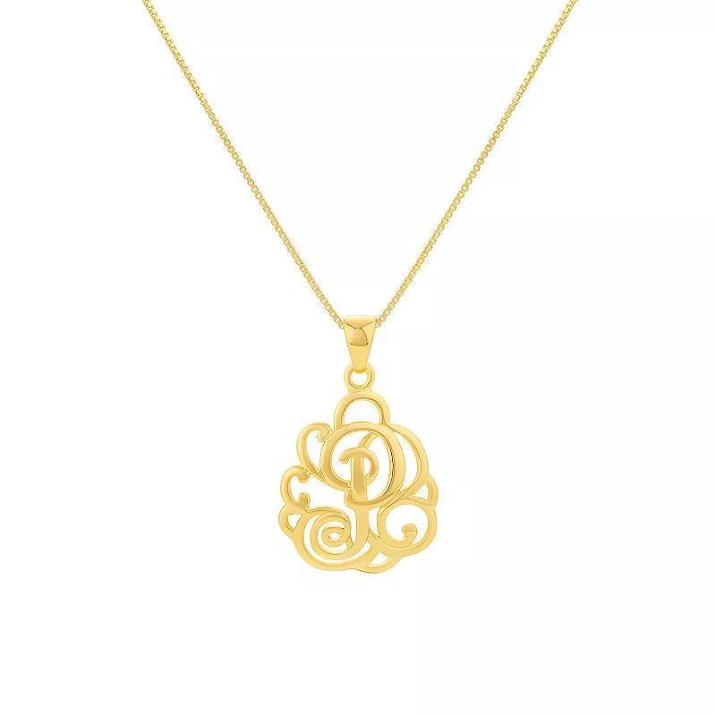 PRIMROSE Sterling Silver Monogram Initial Pendant Necklace, Women's, Size: 18", Gold Tone T Product Image