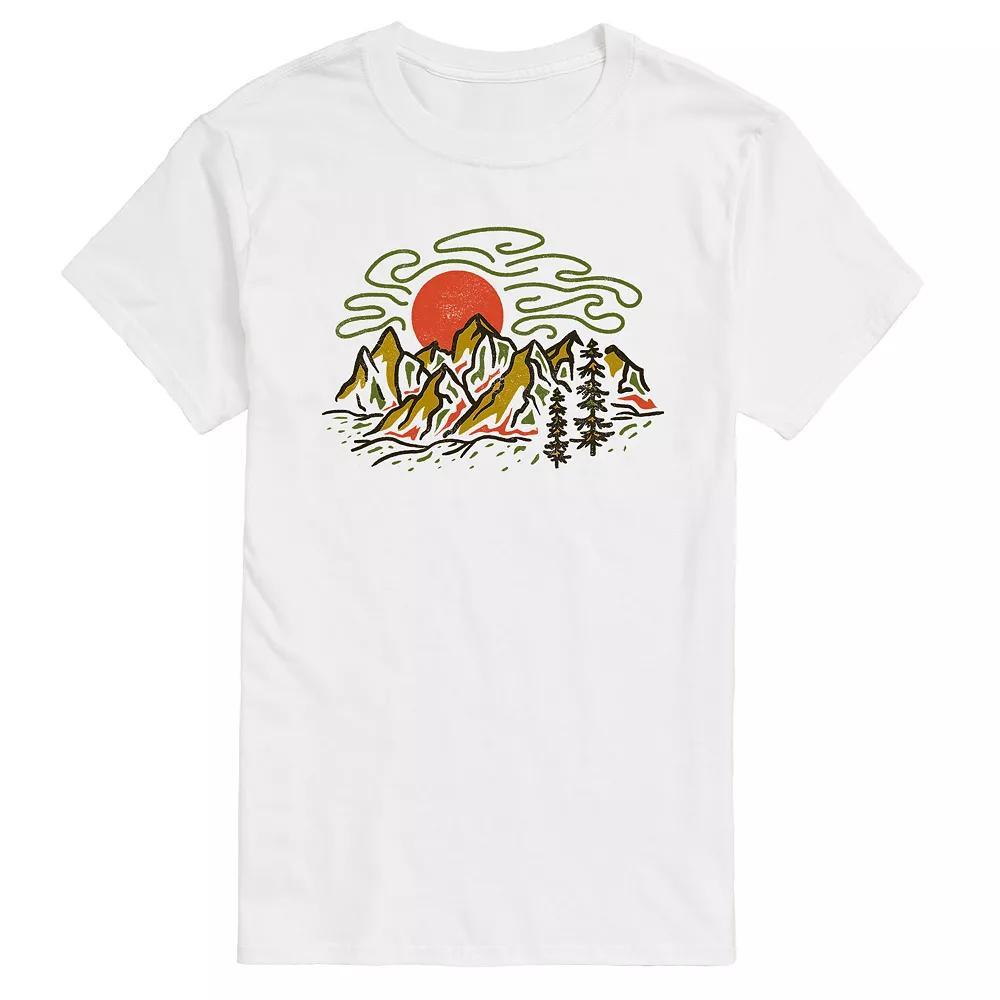 Men's Colorful Mountains Graphic Tee, Size: Small, White Product Image