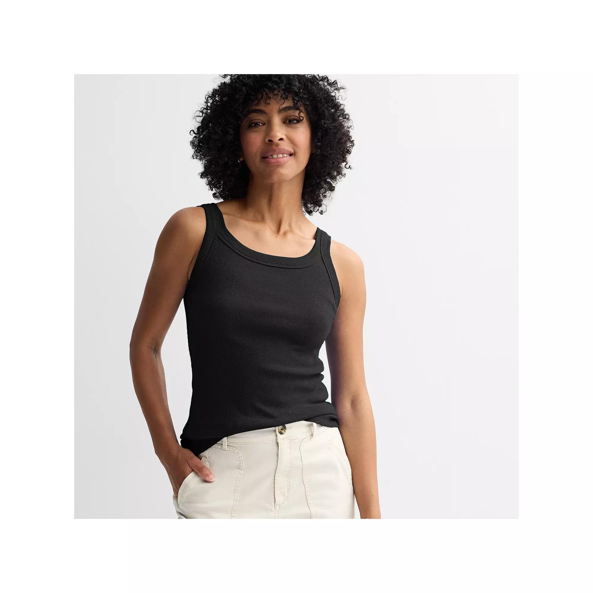 Women's Sonoma Goods For Life® Double Scoop Tank Top, Size: Small, Pitch Black Product Image