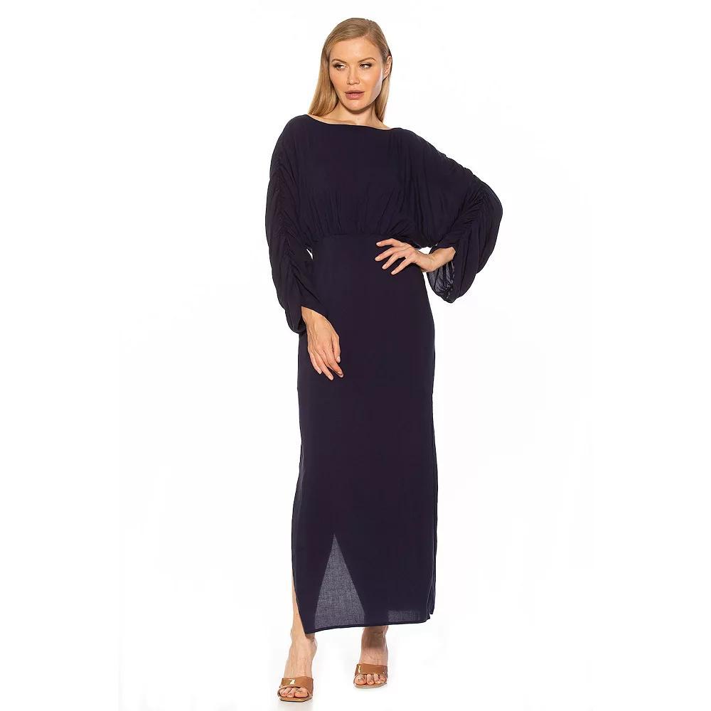 Women's ALEXIA ADMOR Shirred Sit Slit Maxi Dress, Size: 2, Blue Product Image