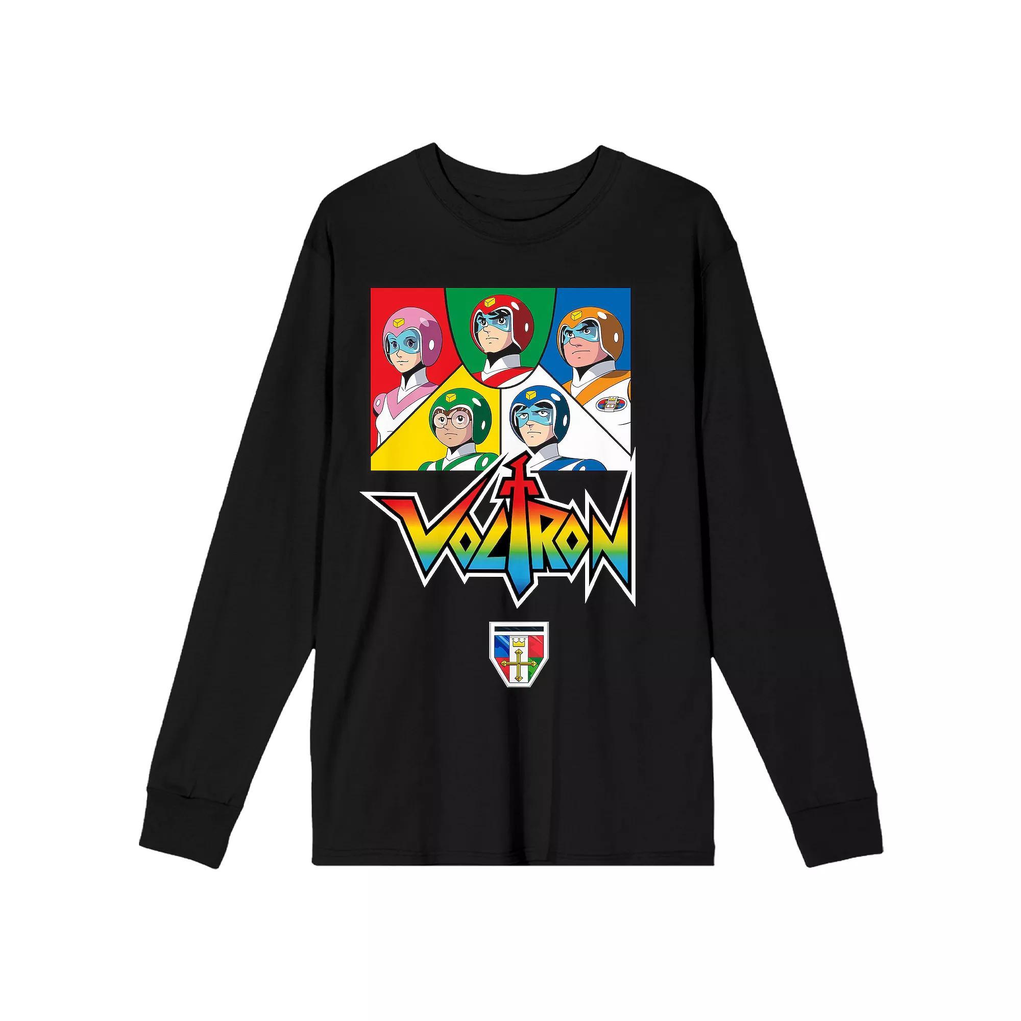 Men's Voltron Pilot Panels Black Long Sleeve Graphic Tee, Size: Medium Product Image