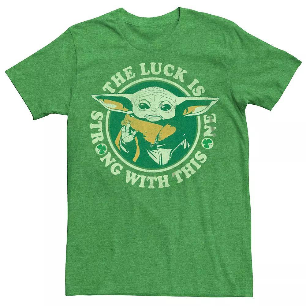 Men's Star Wars The Mandalorian "The Luck Is Strong " St. Patrick's Day Tee, Size: Large, Kelly Grey Product Image