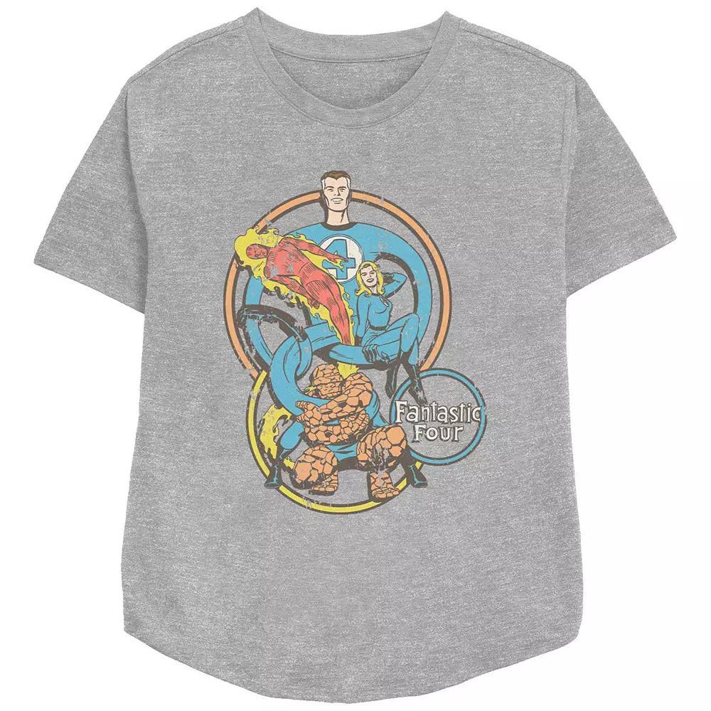 Womens Marvel Fantastic Four Super Hoops Graphic Tee Grey Gray Product Image