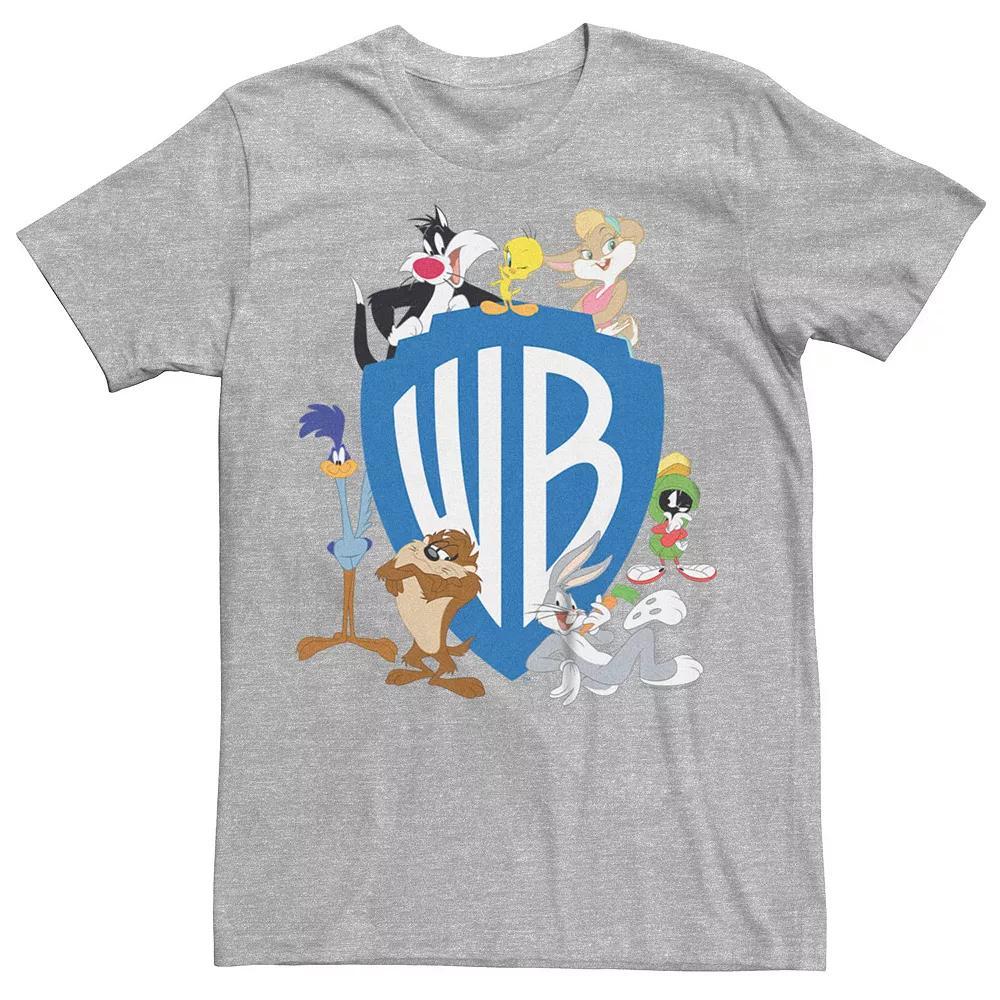 Men's Looney Tunes Characters With Warner Bros Logo Graphic Tee, Size: XXL, Athletic Grey Product Image
