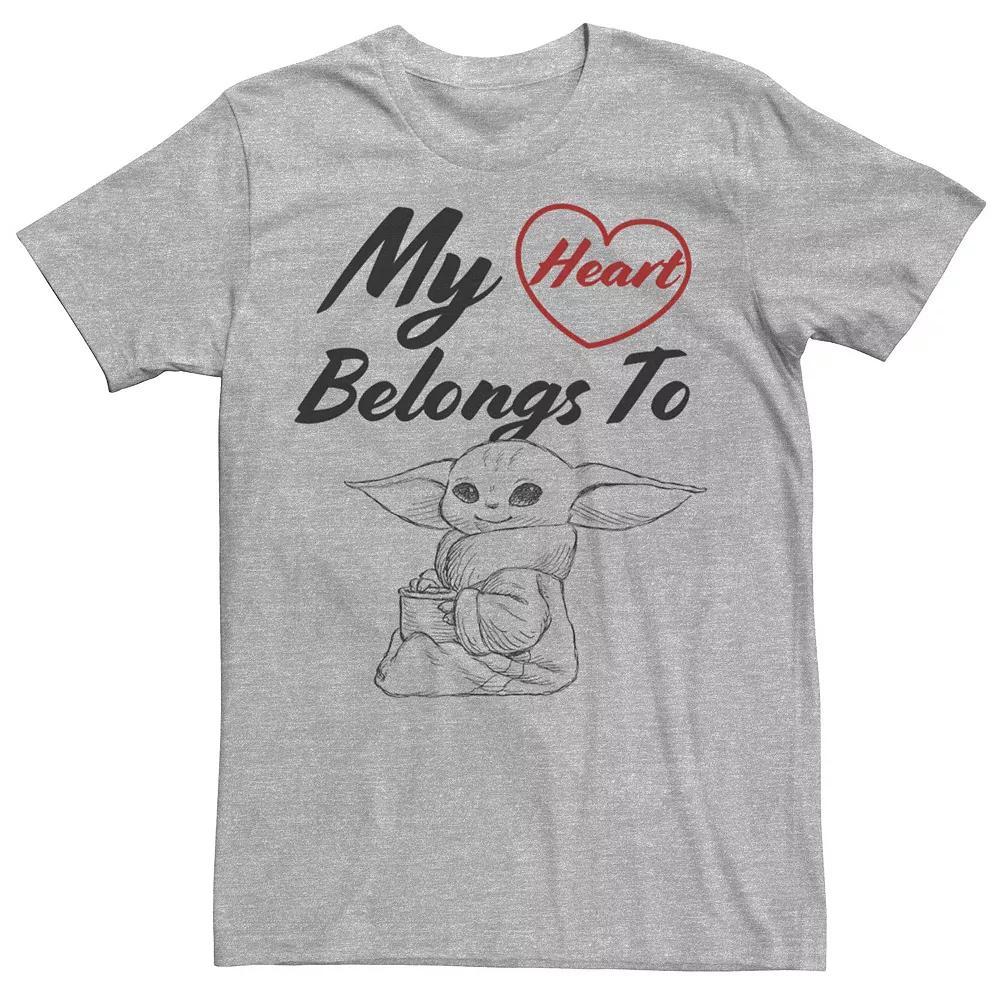 Men's Star Wars The Mandalorian The Child My Heart Belongs To Tee, Size: Medium, Athletic Grey Product Image