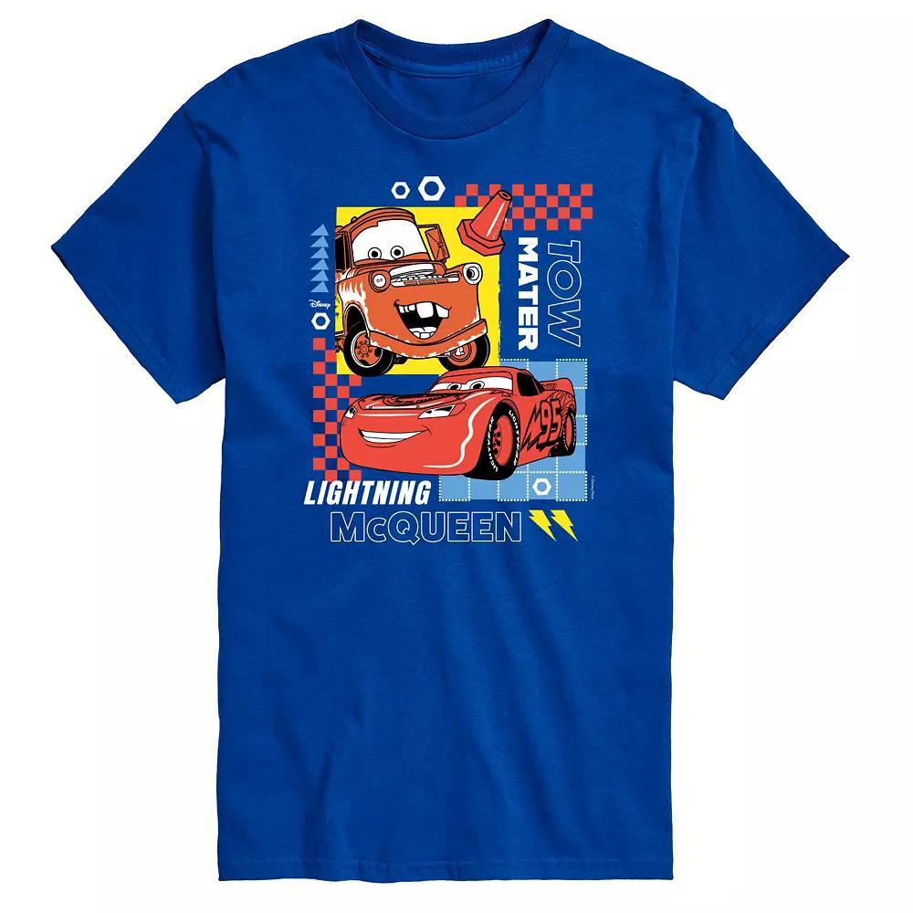 Disney / Pixar's Cars Tow Mater & Lightening McQueen Men's Grid Graphic Tee, Size: Large, Blue Product Image