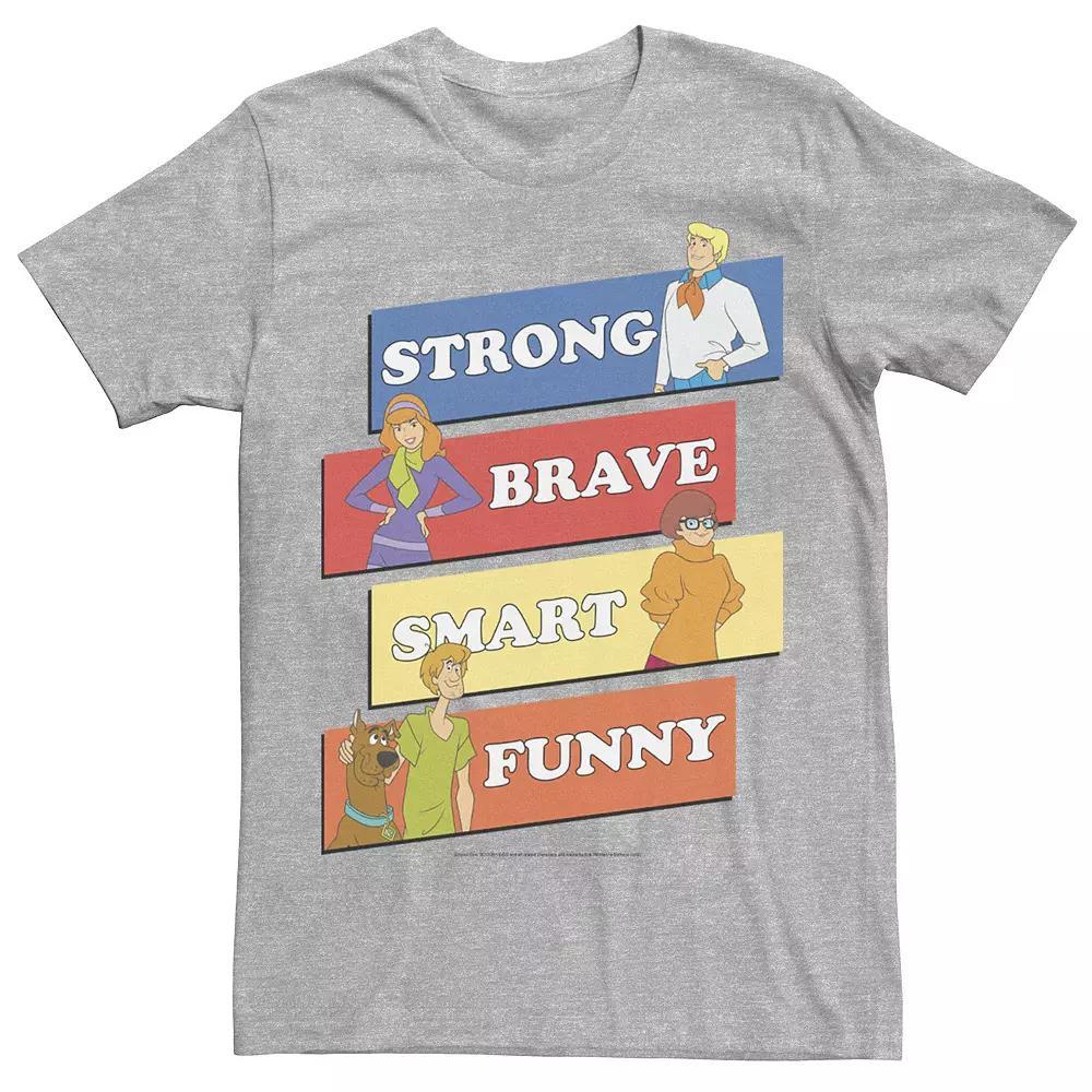 Men's Scooby Doo Group Strong And Brave Text Block Poster Tee, Size: Large, Athletic Grey Product Image