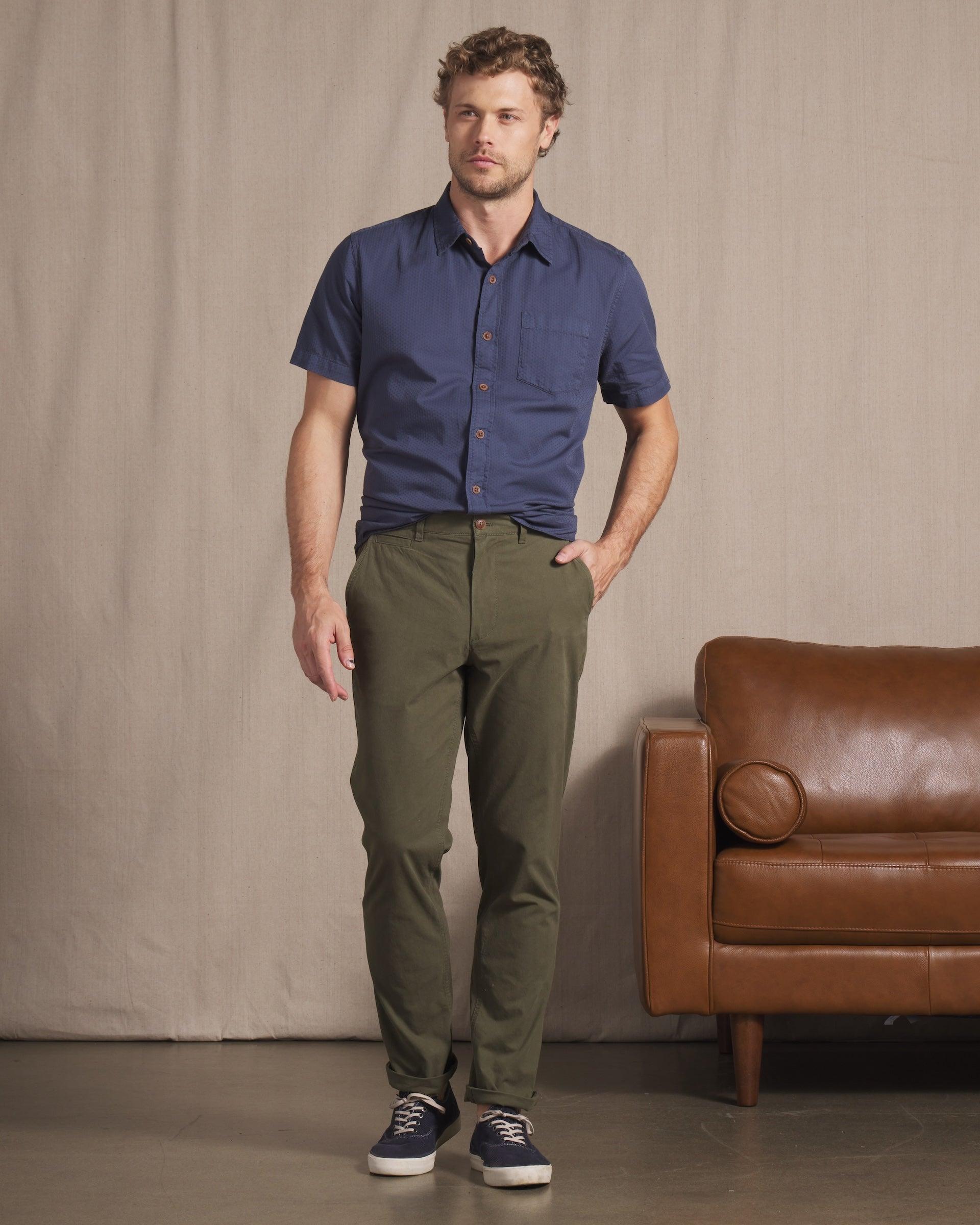 Mercer  Cotton Officer Pants - Dark Olive Product Image