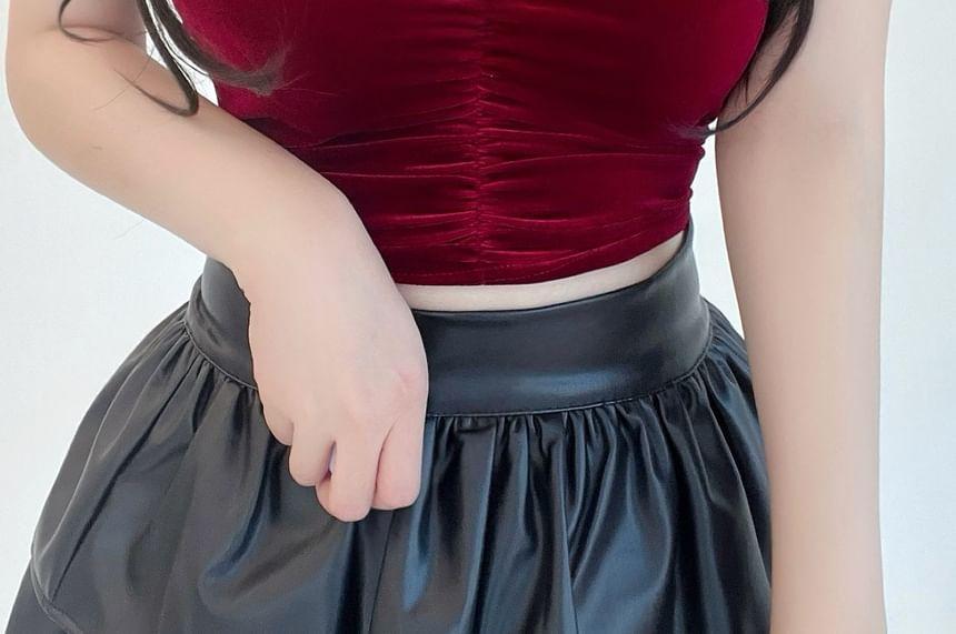 Velvet Lace Trim Tube Top Product Image