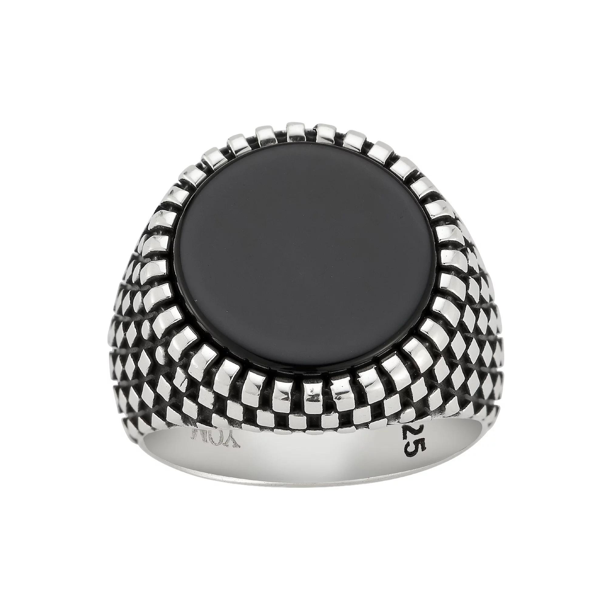 Menster Sterling Silver Black Onyx Oxidized Signet Ring, Men's, Size: 11 Product Image