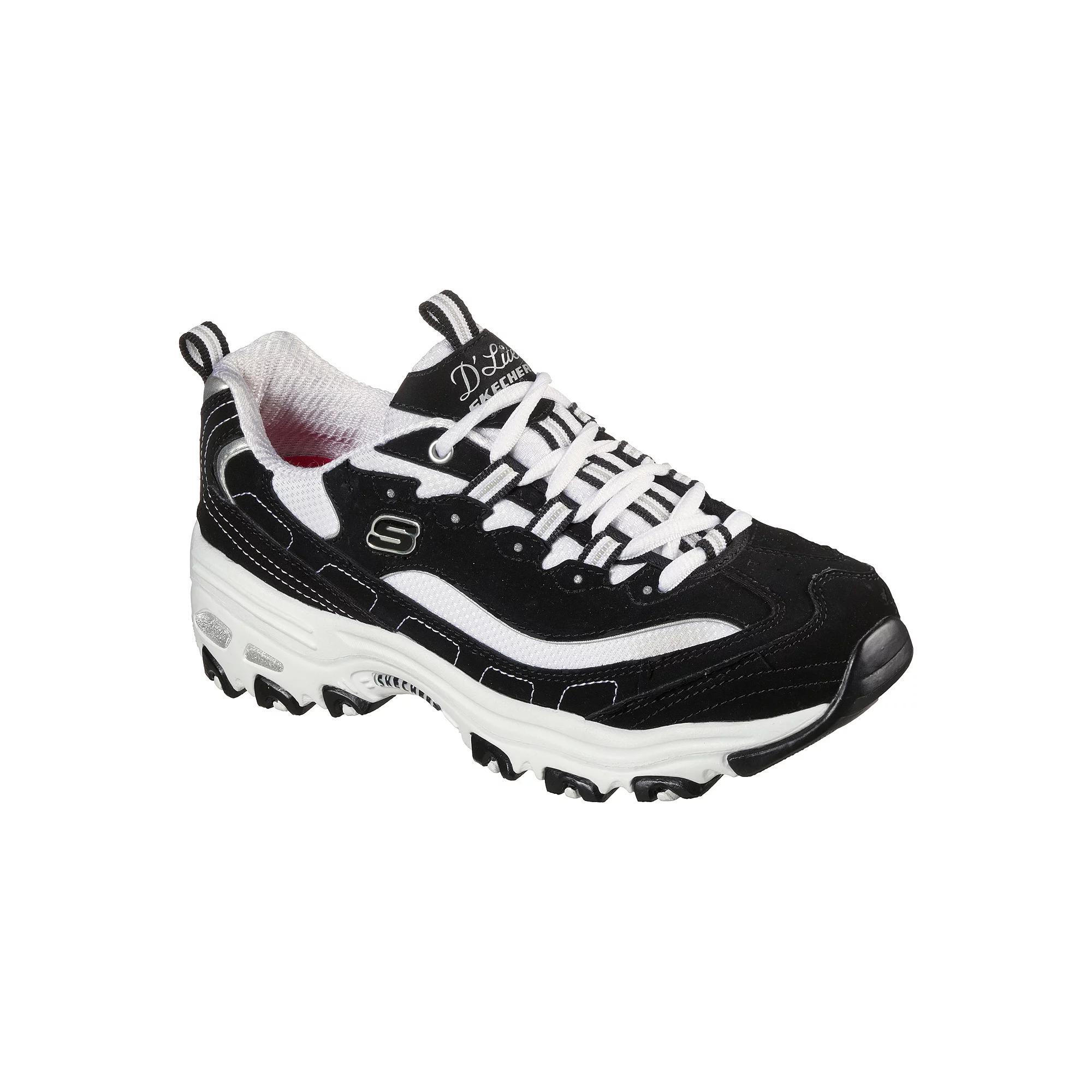 Skechers® D'Lites Women's Shoes, Size: 11, Black White Nubuck Product Image