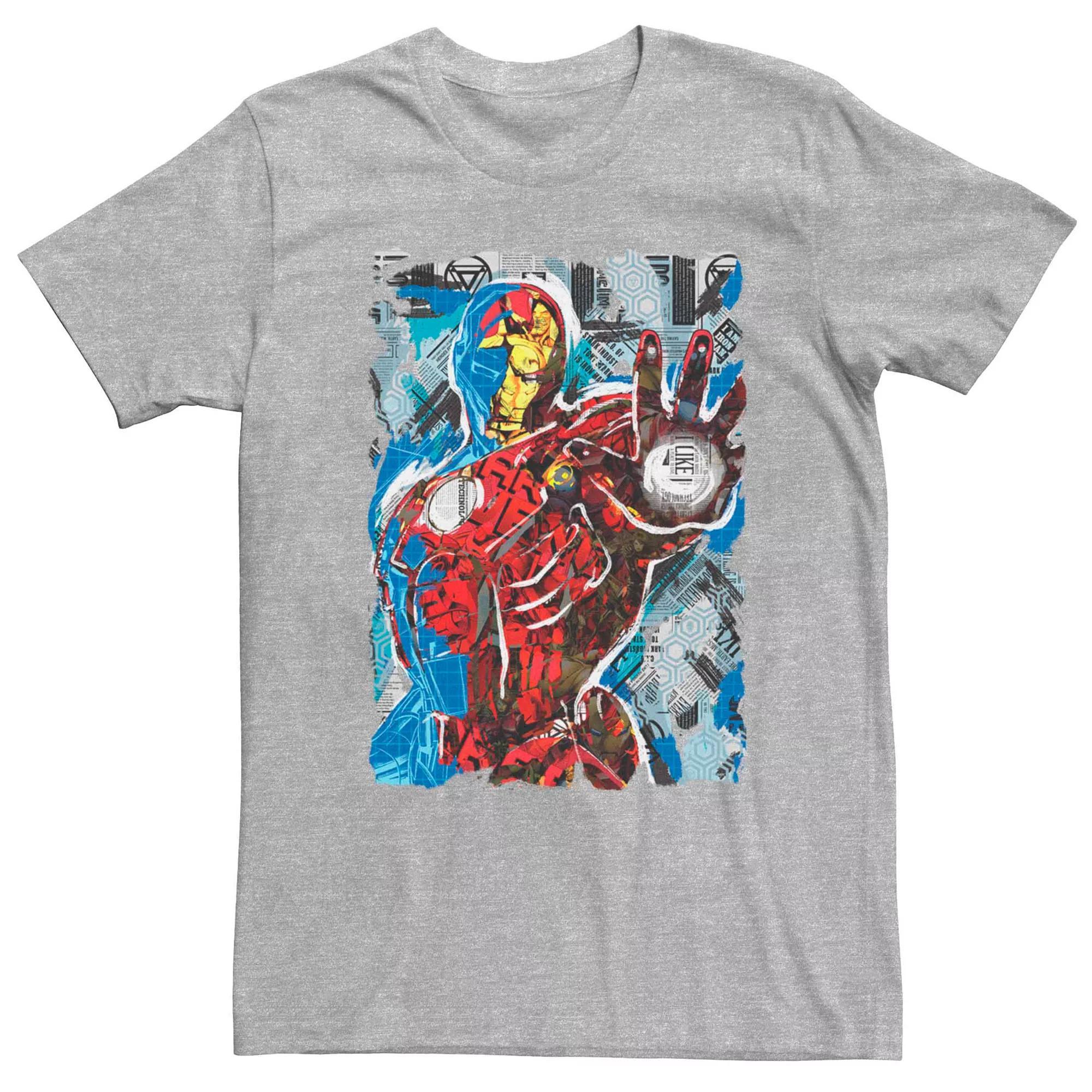 Men's Marvel Iron Man Silhouette Action Fill Tee, Size: Small, Athletic Grey Product Image