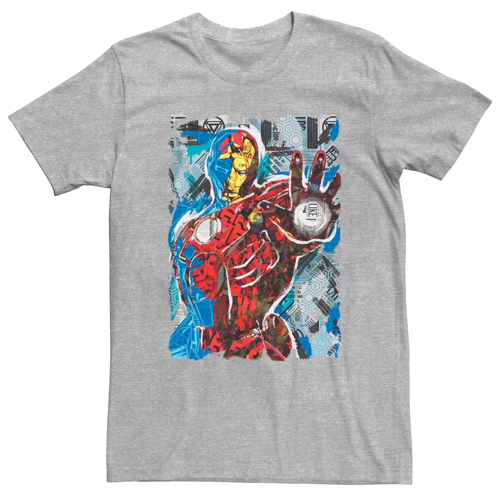 Men's Marvel Iron Man Silhouette Action Fill Tee, Size: Small, Athletic Grey Product Image