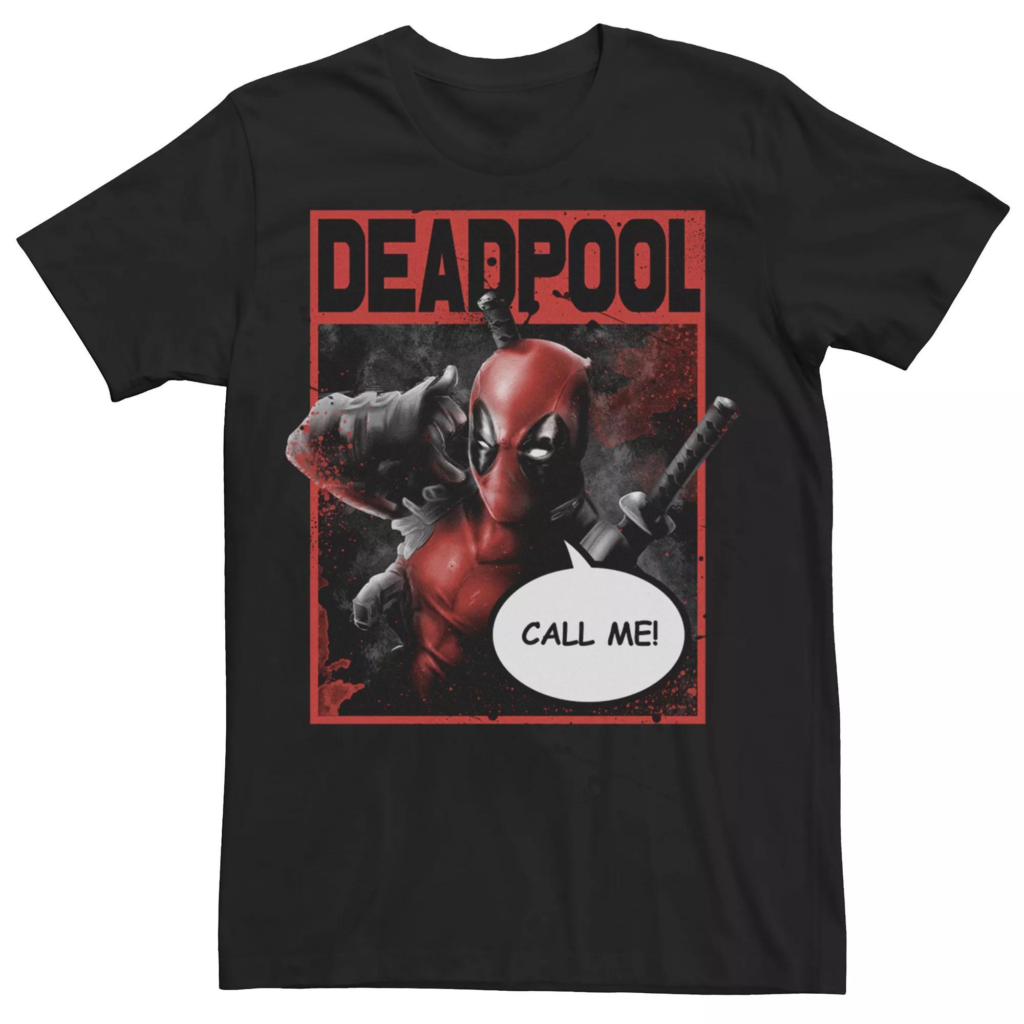 Men's Marvel Deadpool Call Me Graphic Tee, Size: Medium, Black Product Image