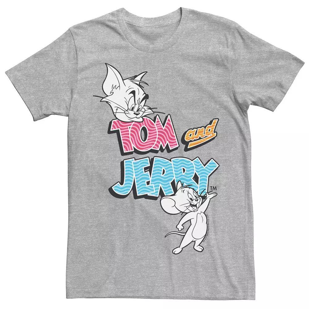 Men's Tom And Jerry Colorful Logo Sketch Tee, Size: Small, Athletic Grey Product Image