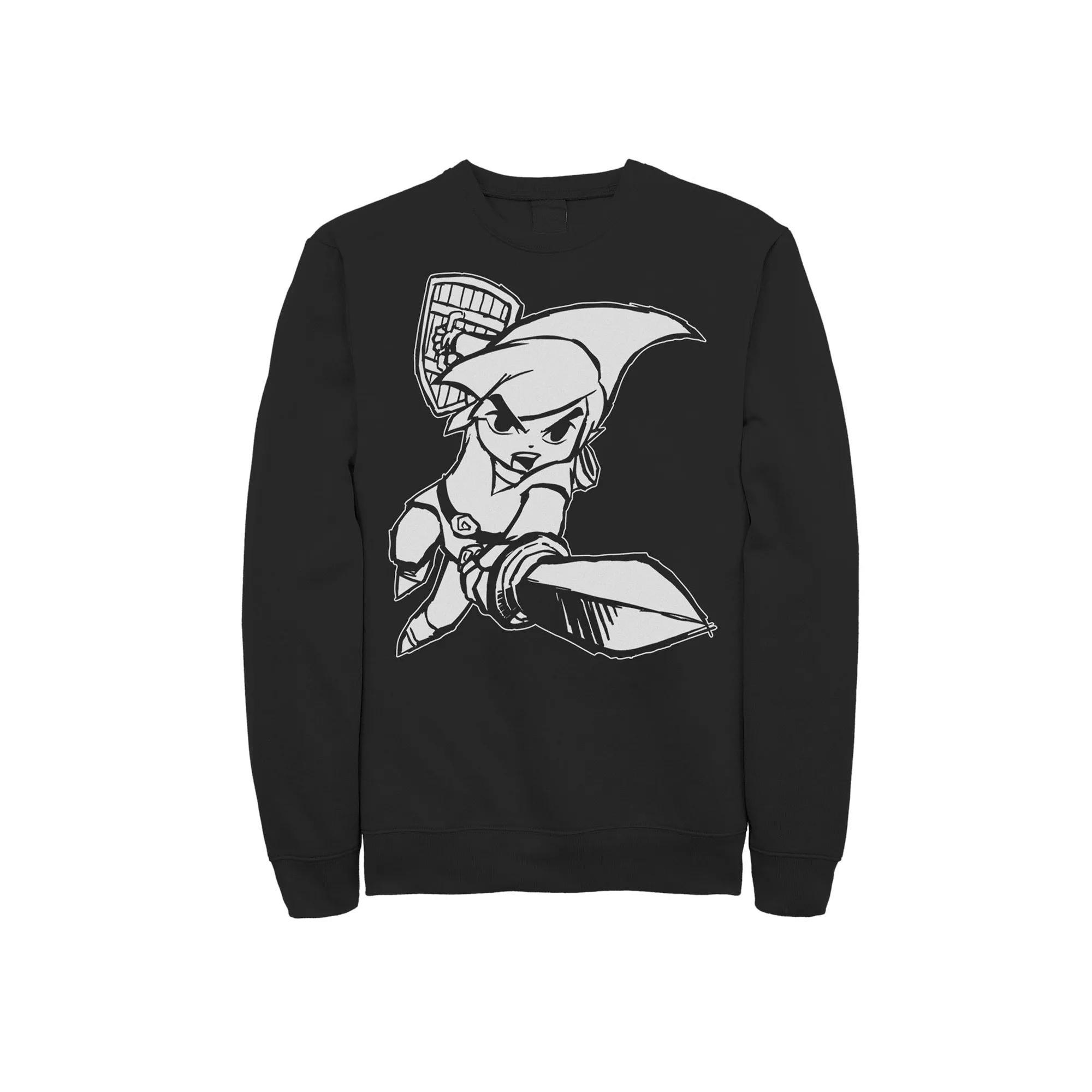 Men's Nintendo Legend Of Zelda Action Pose Sweatshirt, Size: XXL, Black Product Image