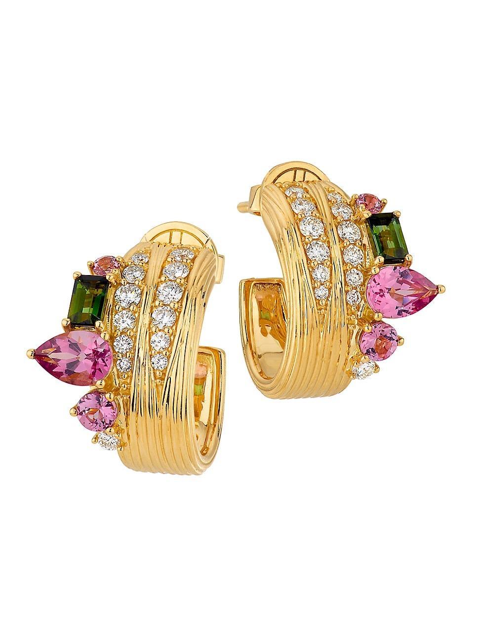 Womens Amazonia Buriti 18K Yellow Gold & Multi-Gemstone Hoop Earrings Product Image