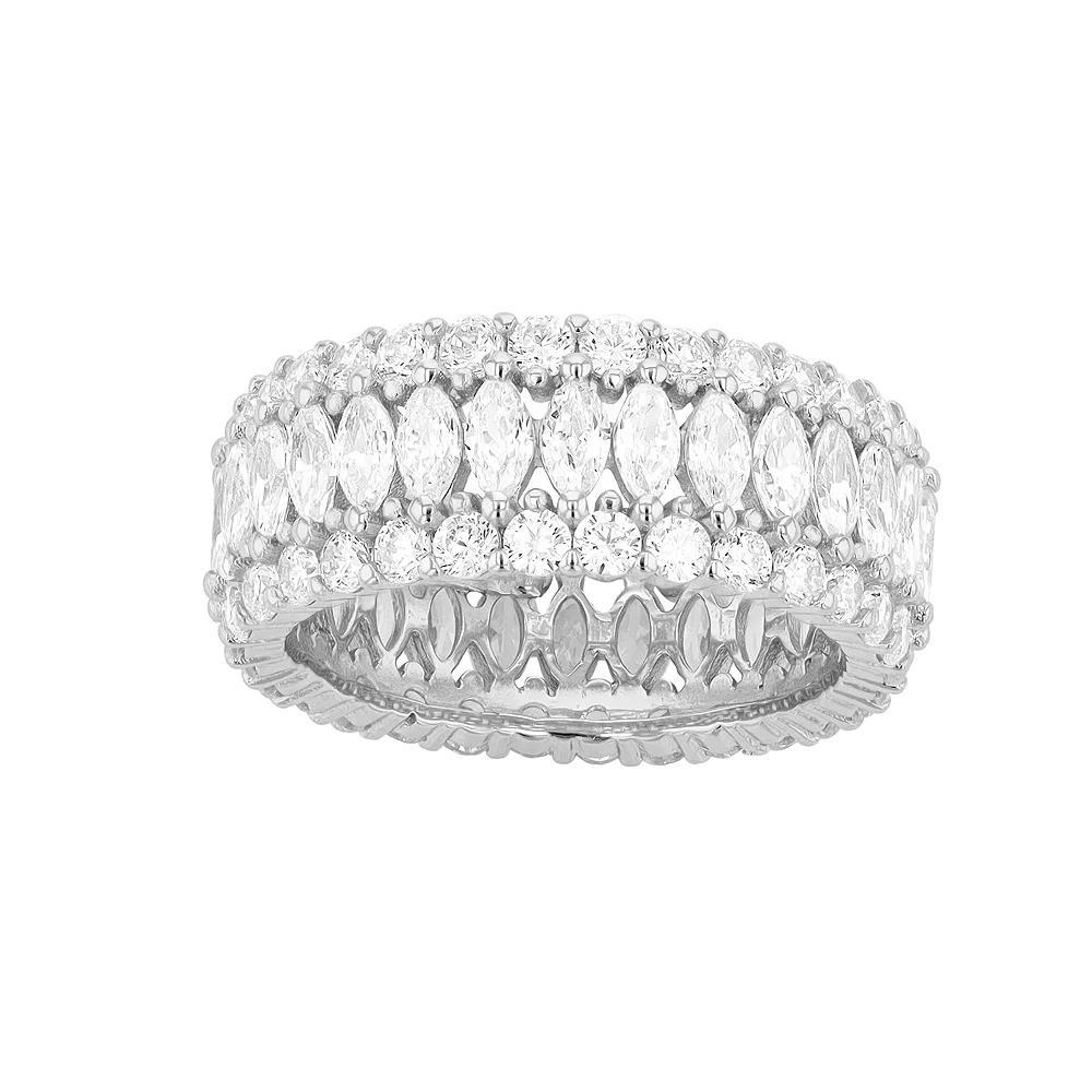 Sterling Silver Cubic Zirconia Triple-Row Eternity Ring, Women's, Size: 8 Product Image