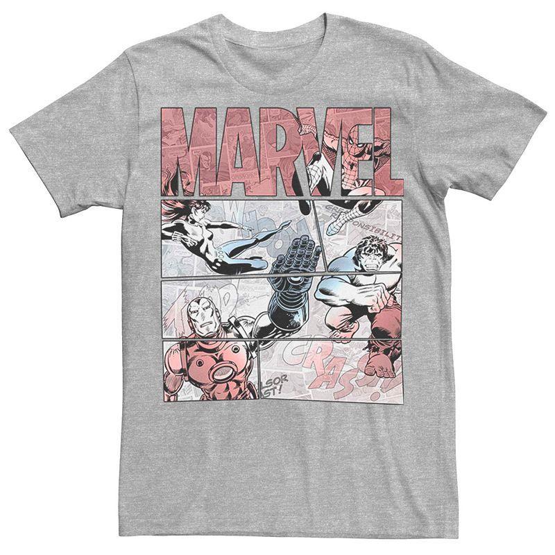 Mens Marvel Comics Hero Panels Fill Tee Athletic Grey Product Image