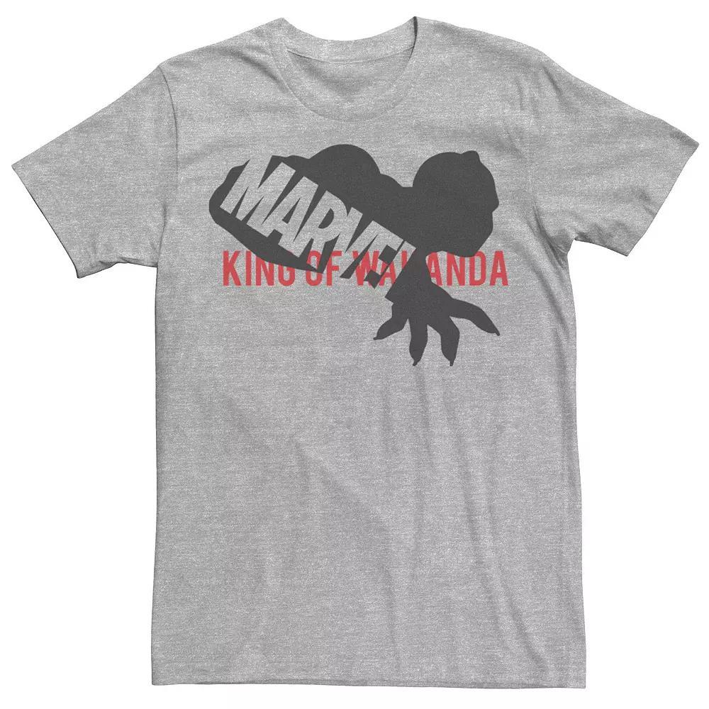 Men's Marvel Black Panther King Of Wakanda Silhouette Logo Graphic Tee, Size: 3XL, Athletic Grey Product Image