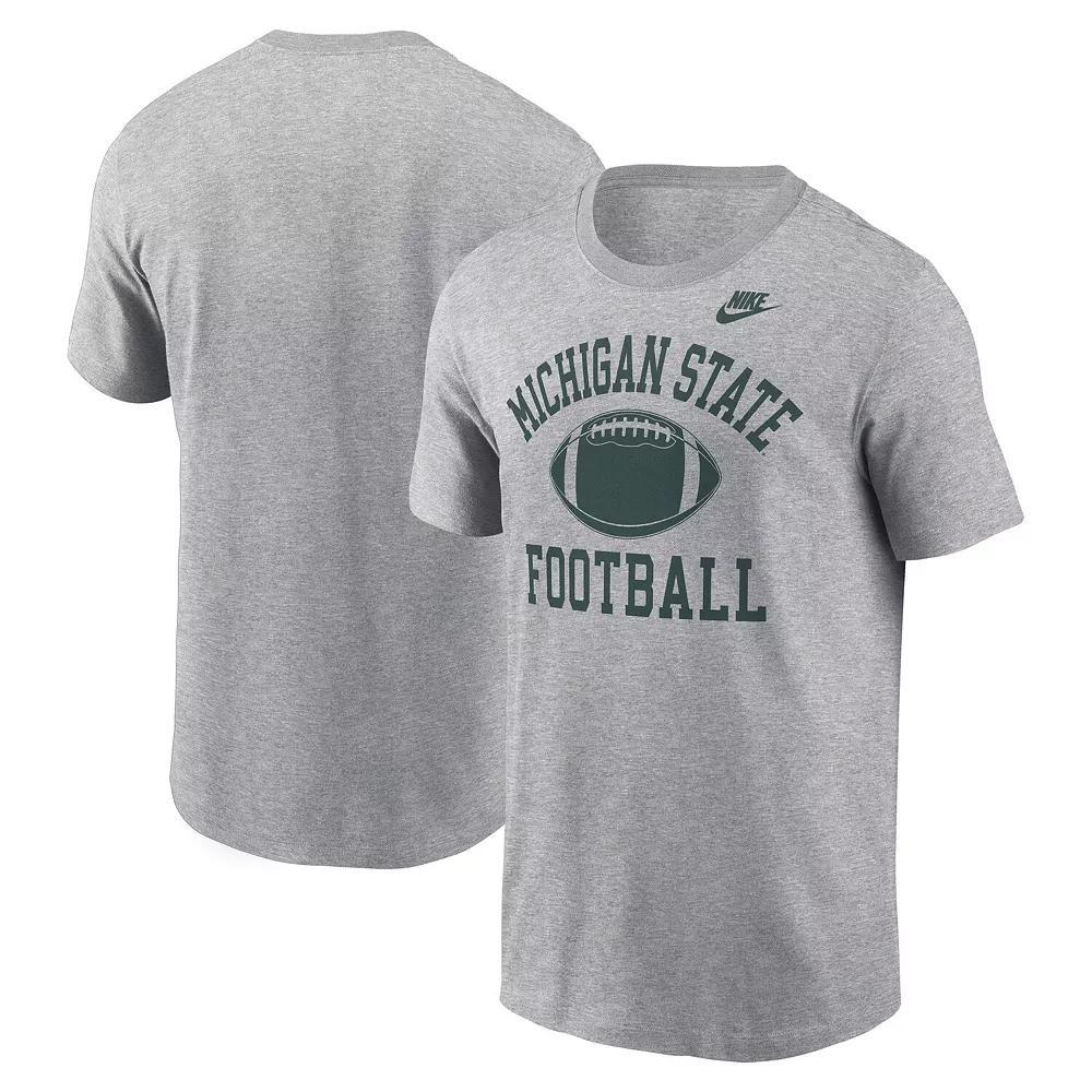 Men's Nike Heather Gray Michigan State Spartans Legacy Football Icon T-Shirt, Size: XL, Grey Product Image