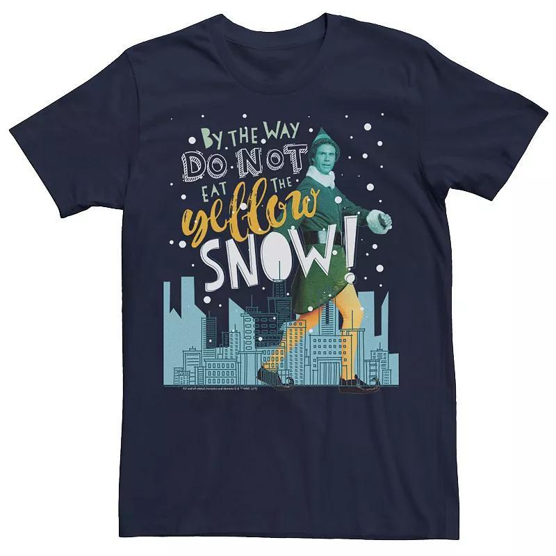 Men's Elf Buddy Don't Eat The Yellow Snow Skyline Text Poster Tee, Size: Small, Blue Product Image