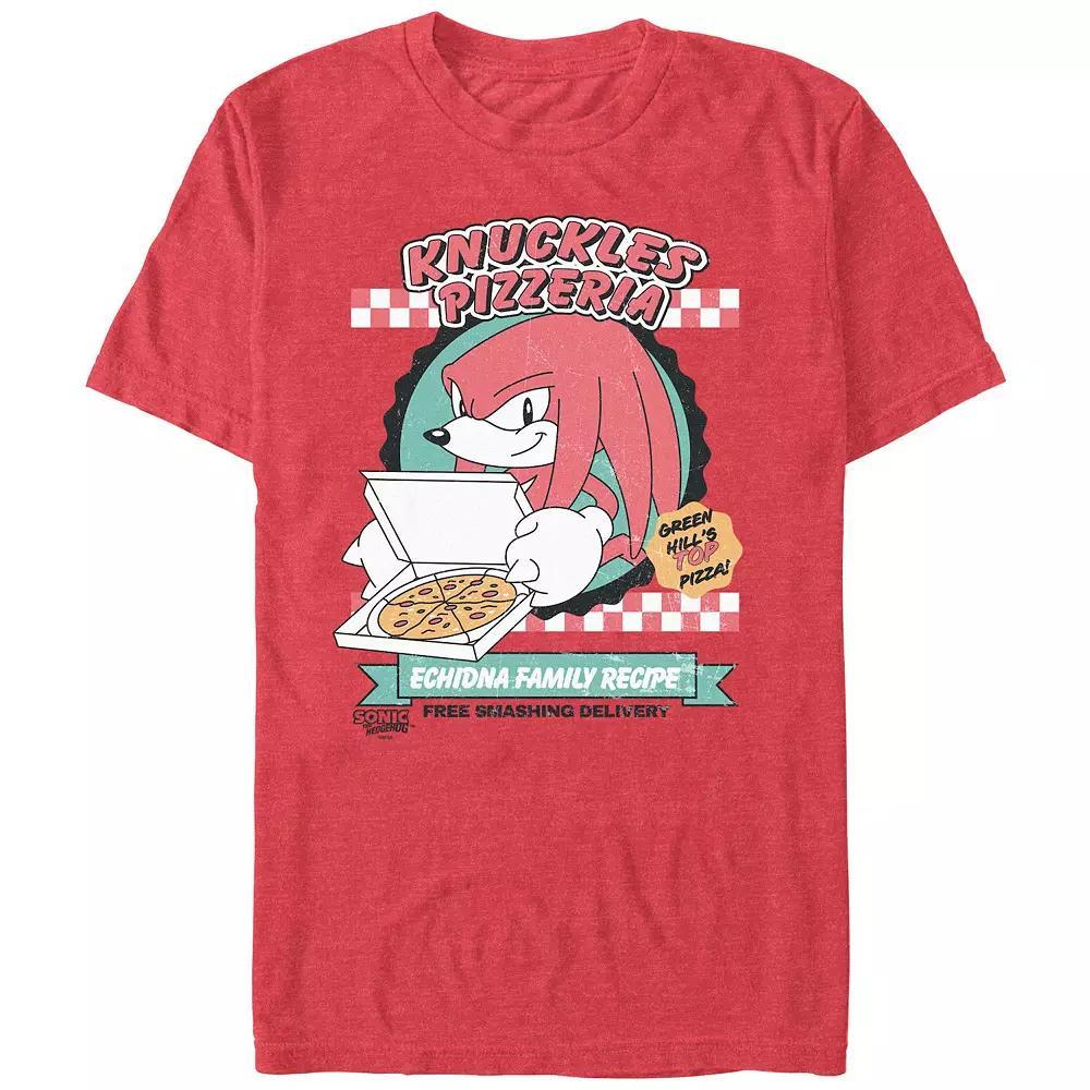 Men's Sonic The Hedgehog Knuckles Pizzeria Graphic Tee, Size: Medium, Red Grey Product Image
