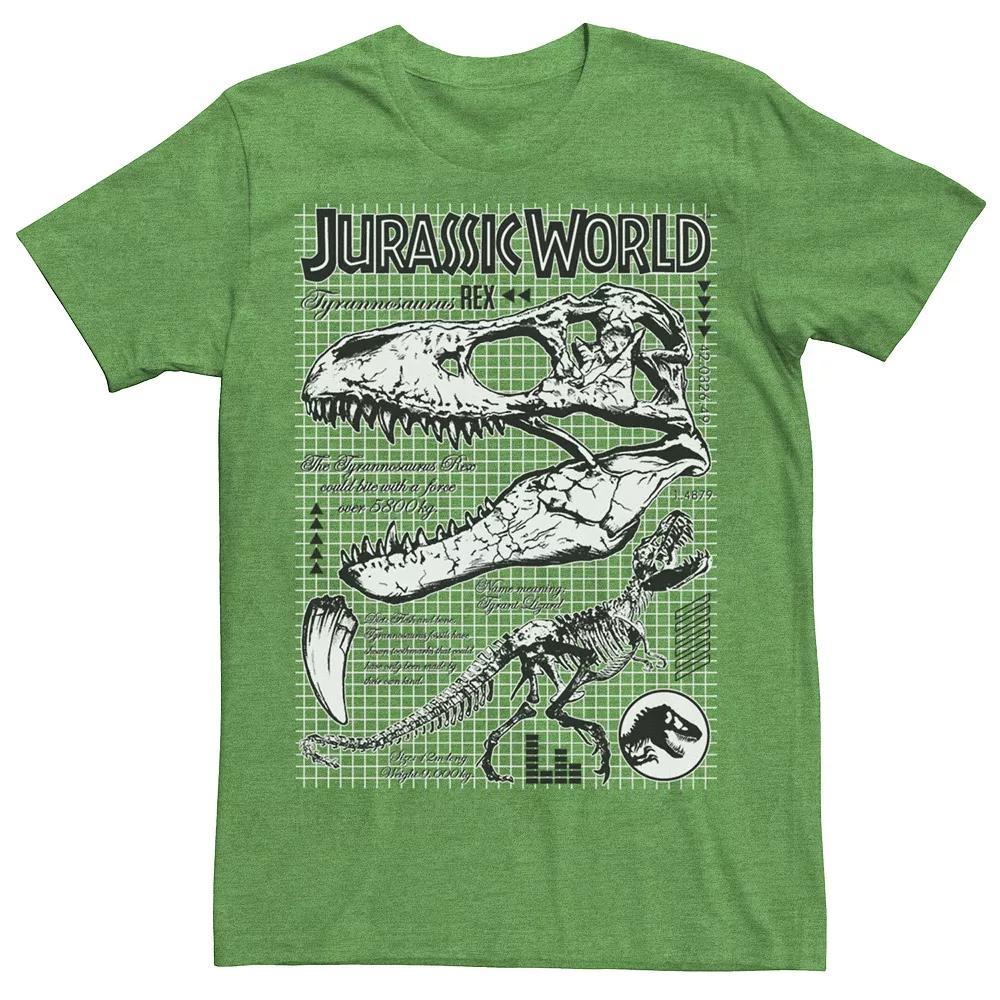 Men's Jurassic World Two T-Rex Bones Schematic Graphic Tee, Size: Large, Grey Heather Product Image